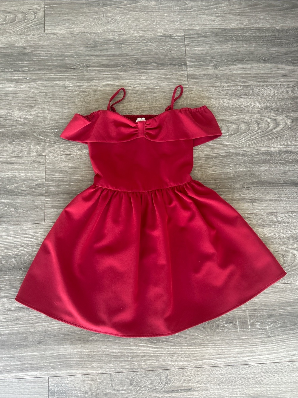 Abercrombie & Fitch Girls Red Off-Shoulder Satin Party Dress
